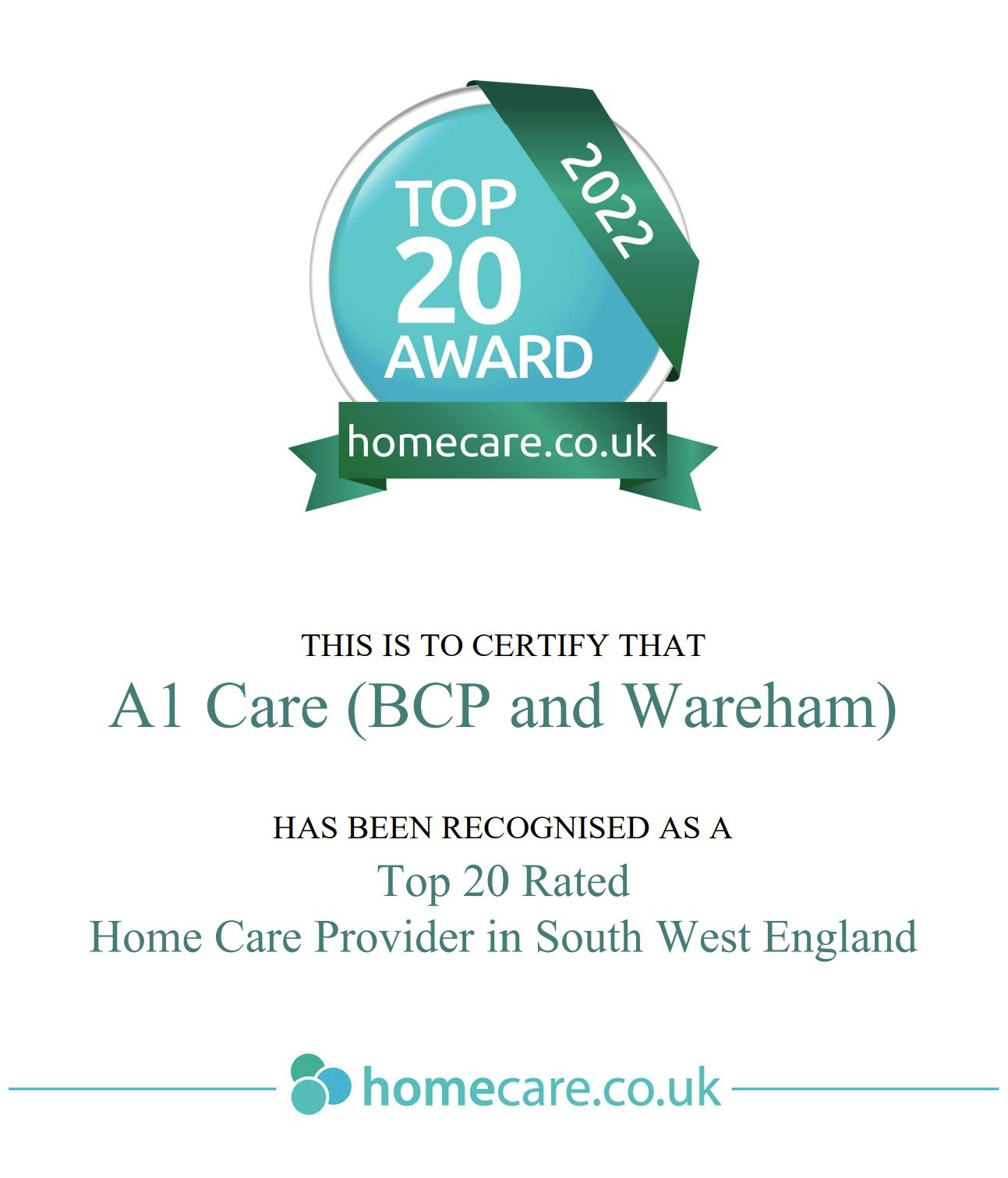 A1 Care (BCP and Wareham) Recommended on homecare.co.uk