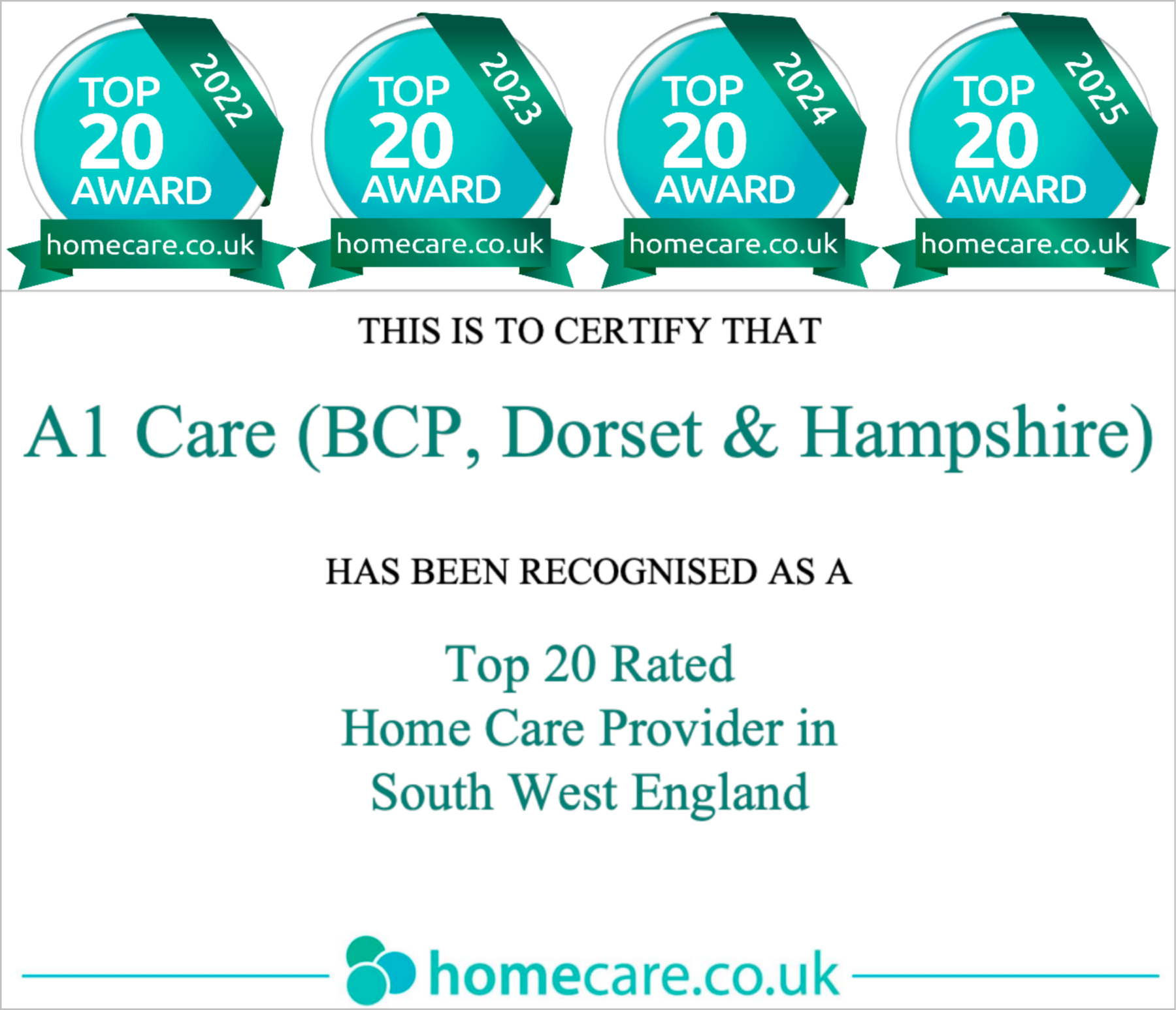 A1 Care (Dorset, BCP, Hampshire) Recommended on homecare.co.uk